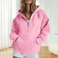 thumbnail image 2 of Htigea Women's Hooded Sweatshirts 1/4 Zip Up Long Sleeve Pullover Thin Fleece Tops Lightweight Outdoor Active Hoodies with Pocket Pink S, 2 of 4