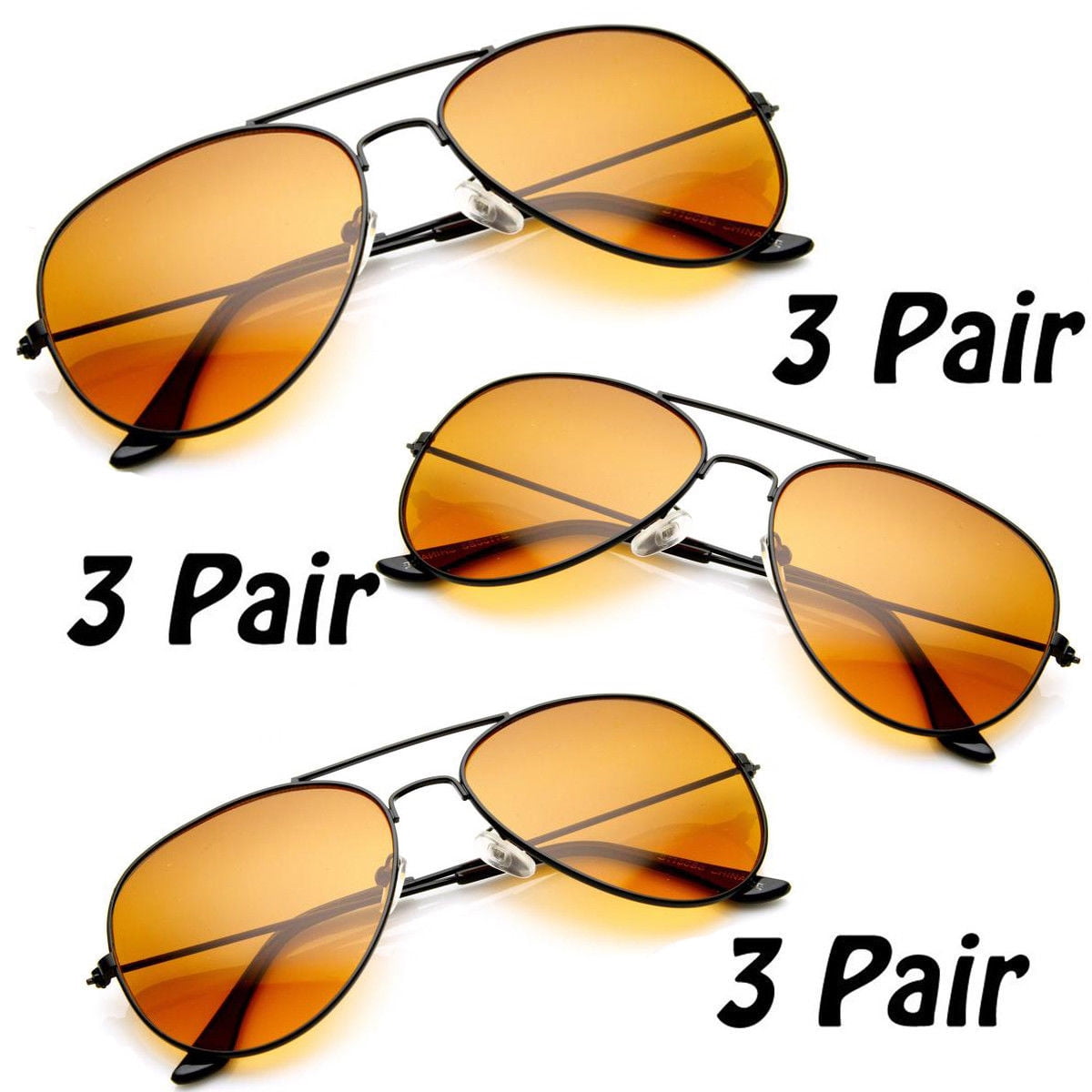 HD Aviator Sunglasses Driver Night Vision Driving Glasses Amber Lens