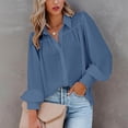 thumbnail image 2 of Ketyyh-chn99 Womens Shirts 2024 Casual Long Sleeve Button Down Blouses Tops Blue,M, 2 of 5