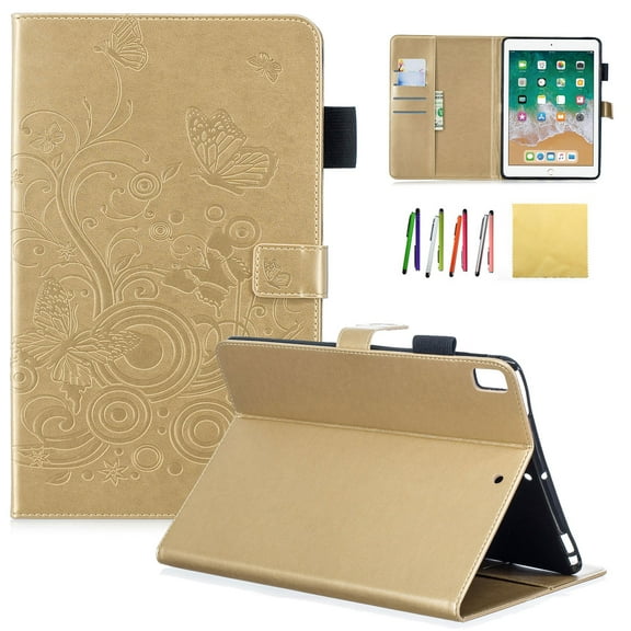 iPad 9.7 2018 &2017 Case, iPad Pro 9.7/ iPad Air 1 2 Wallet Cover, Allytech Emboss Butterfly PU Leather Folio Case Stand for iPad 5th & 6th Gen/ iPad Pro 9.7/ iPad Air 1 2, Purple