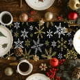 thumbnail image 3 of Burlap Table Runner 36 Inches Long,Golden Snowflakes Merry Christmas Non-Slip Kitchen Table Runners for Dining Room Everyday Use Party Table Decorations Winter Snowflake Seamless Black, 3 of 9