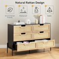 thumbnail image 4 of DSstyles Commode à 6 Tiroirs pour Chambre, Commode Haute avec Tiroirs en Rotin Naturel, Commode Moderne Style Ferme avec Armoire de Rangement, Commode en Bois pour Garde-Robe pour Salon, Chambre de Bébé, Entrée, 4 of 7