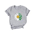 thumbnail image 3 of Xuanfei Women Daisy Floral Clover Printing Round Neck Short Sleeve T-Shirt, 3 of 7