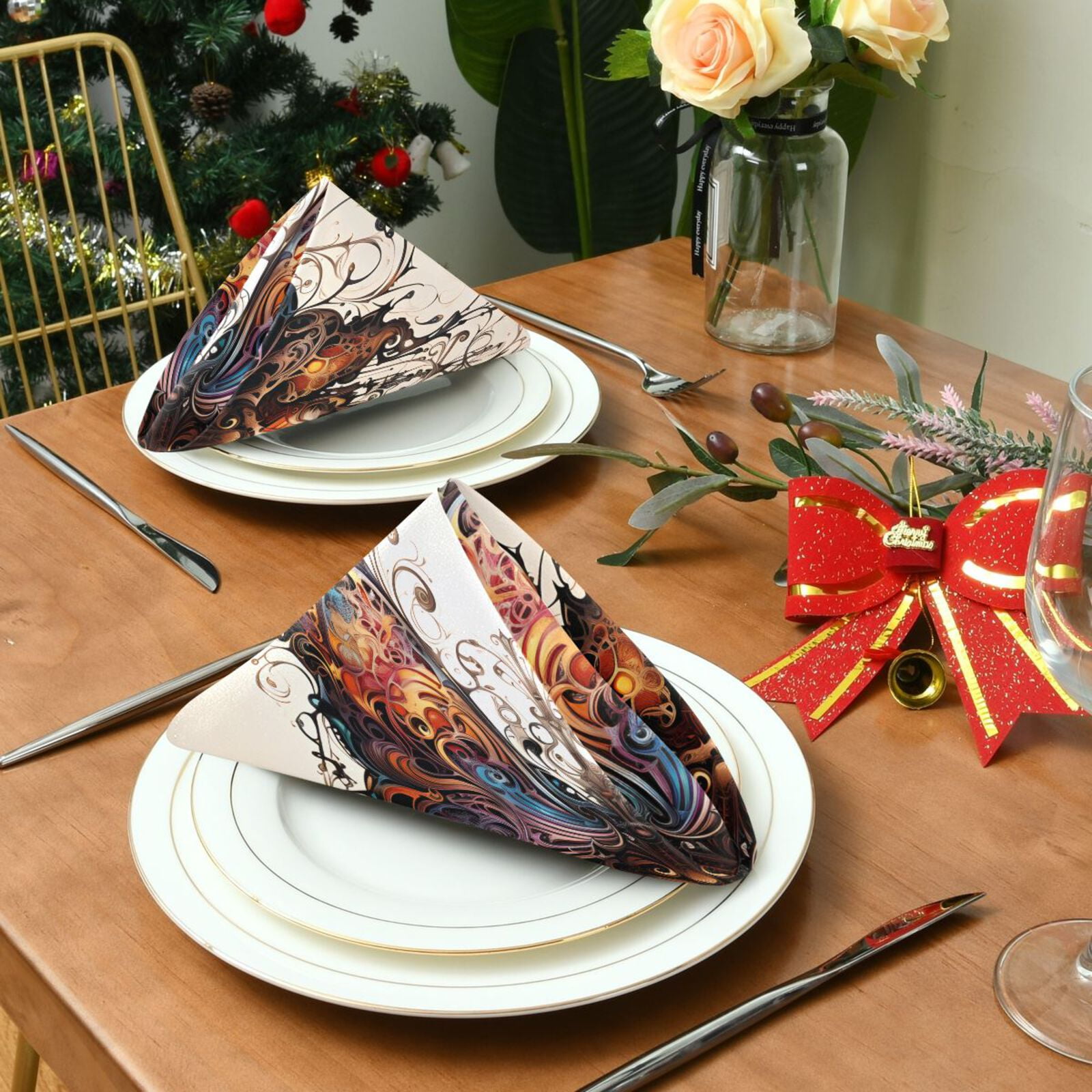 JSTEL Butterfly Punk Cloth Napkins Set of 6, 20x20 Inch Washable and Reusable Napkin for Decoupage Dinner Party Everyday Use