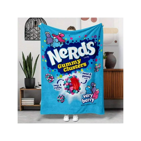 Soft Candy Flannel Throw Blanket - All Season Cozy Fleece for Napping, Sofa, Camping & Travel - Low Allergy Gift for Family, Friends, Christmas, Valentine's