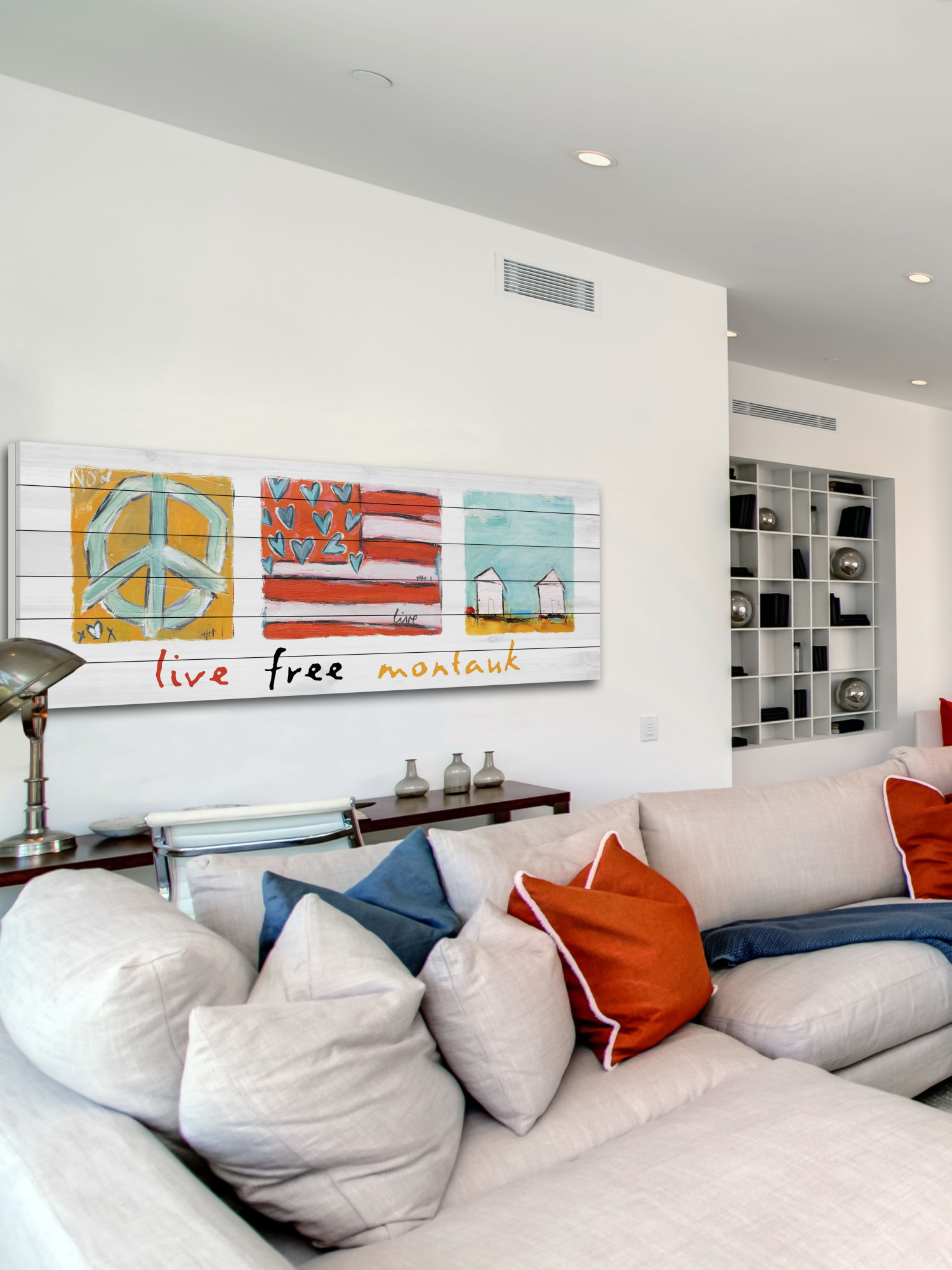 Marmont Hill "Live Free Montauk" by Tori Campisi Painting Print on White Pine Wood