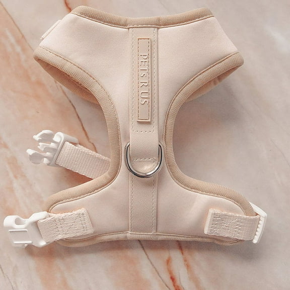 Ivory Neoprene with Leather Design Sport Dog No Pull Harness Beige Sandy Reflective Adjustable Summer Breathable Lightweight Pet