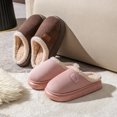 thumbnail image 4 of ZVNAΖH Unisex Plush Lined Slippers Winter Warm Indoor Non-Slip Couples House Shoes Thick Heel Household Slippers for Men Women, 4 of 6