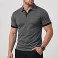 thumbnail image 2 of Homeyce Mens Polo Shirts Short Sleeve Collared Polo Shirts Button Down Fashionable Business Athletic Casual Polo Sweater Solid Color Pullover Shirts,Gray M, 2 of 5