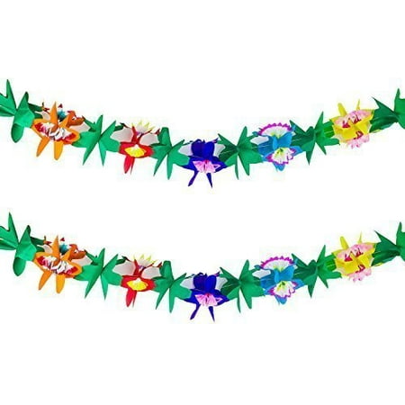 9 Foot Long Tropical Multicolored Paper Tissue Garland Flower Leaves Banner Party Decorations Event Supplies by Super Z Outlet