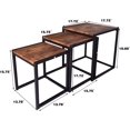 thumbnail image 3 of Nesting Table Set of 3 Side Tables, Modern Coffee Stacking End with Metal Frame，Brown, 3 of 5