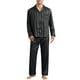 thumbnail image 5 of INSPIRAR CHIC Conjunto de Pijamas Casuales de 2 Piezas de Satén de Manga Larga a Rayas para Hombre - Negro, 5 of 6