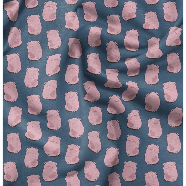 Soimoi Poly Georgette Fabric Pig Animal Print Fabric by The Yard 52 Inch Wide
