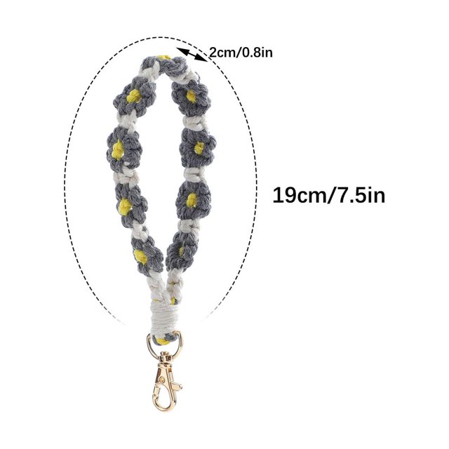 Bohemian Hand-woven Flower Keychain Clashing Color Keychain Bracelet Pendant Phone Chain