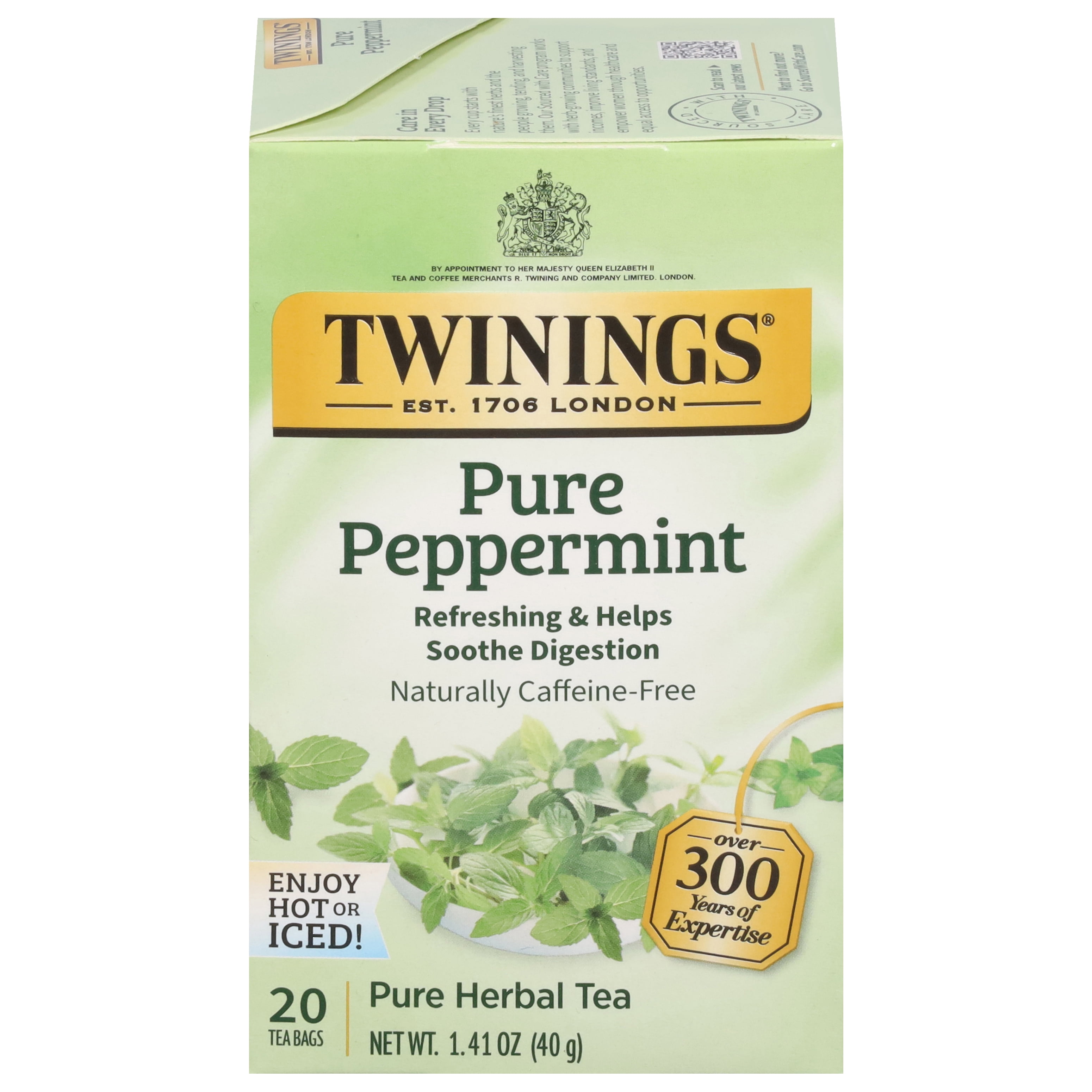 (4 pack) Twinings of London Pure Peppermint Herbal Tea Bags , 20 Ct., 1.41 oz.