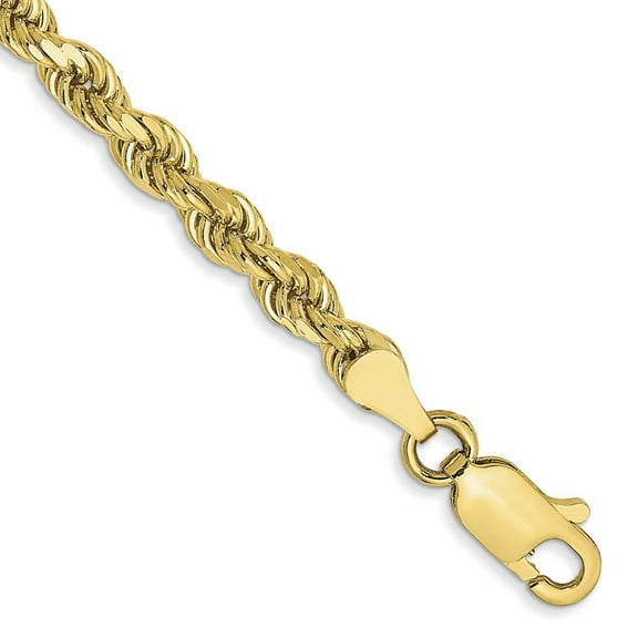 Auriga Fine Jewelry 10K Yellow Gold 3.5mm Rope Chain Bracelet 7" for Women