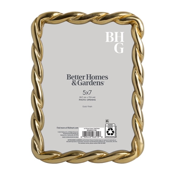 Better Homes & Gardens 5 x 7 Gold Rope Metal Tabletop Picture Frame