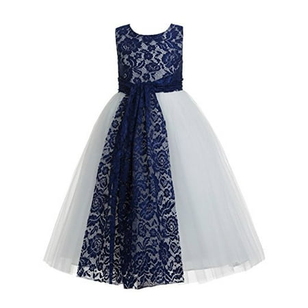 dresses dress flower navy pageant ekidsbridal cutout formal lace floral heart dialog displays option button additional opens zoom walmart