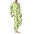 thumbnail image 2 of KLL Avocado With Leaf And Flower Sleepwear Mens Flannel Pajamas,Long Cotton Pj Set, 2 of 7