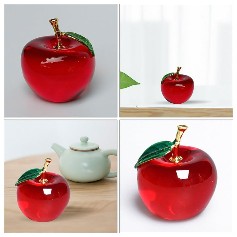 SASABAXI Crystal Apple Paperweight Gold Decorative Fruit