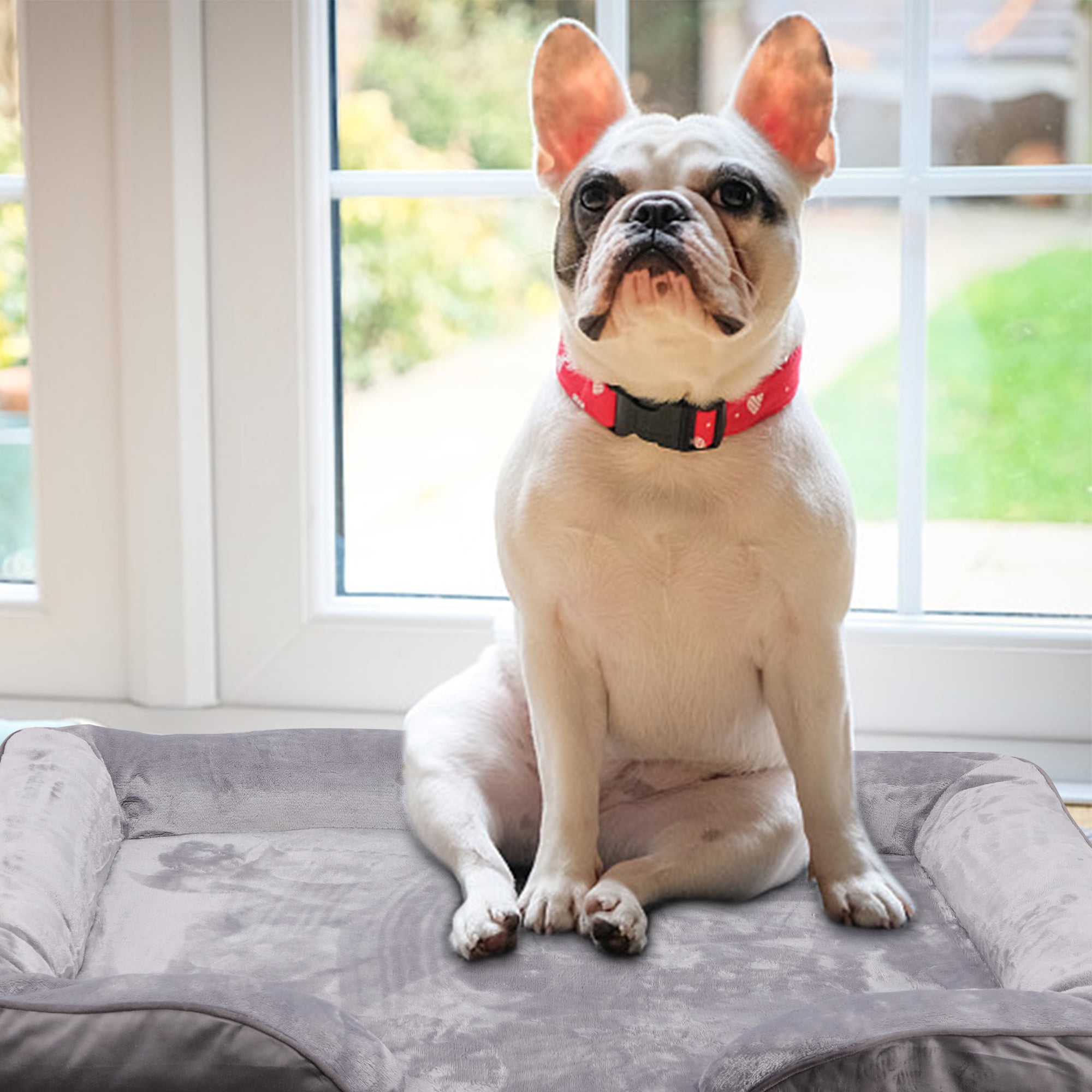 Rectangle Dog Bed for Medium Small Dogs Washable, Indoor Pet Bed Orthopedic Dog Bed with Nonskid Bottom, Gray, L
