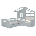 thumbnail image 5 of Harper & Bright Designs Twin Size House Bed with Sofa, Platform Bed with Two Drawers and Storage Shelf, Gray, 5 of 9