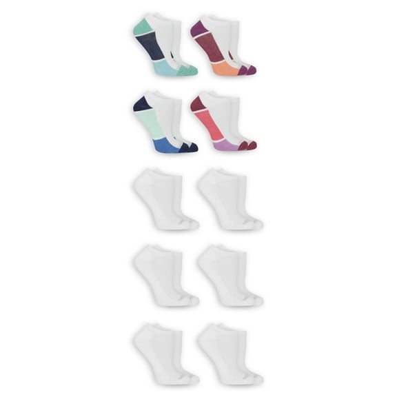 Fruit of the Loom Women's Soft Half Cushion No Show Socks 10 Pack