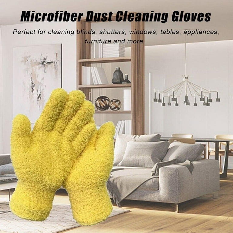 Microfiber Dusting Gloves House Cleaning Glove Reusable Lint-Free Pink  1Pair