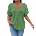 thumbnail image 2 of Tittly Womens Shirts Short Sleeve Shirts Women's Spring And Summer Short Sleeve New Solid Color Large Size Women's Top Loose Short Sleeve T Shirt Tshirts Shirts Spring Tops for Women Green XXL, 2 of 9