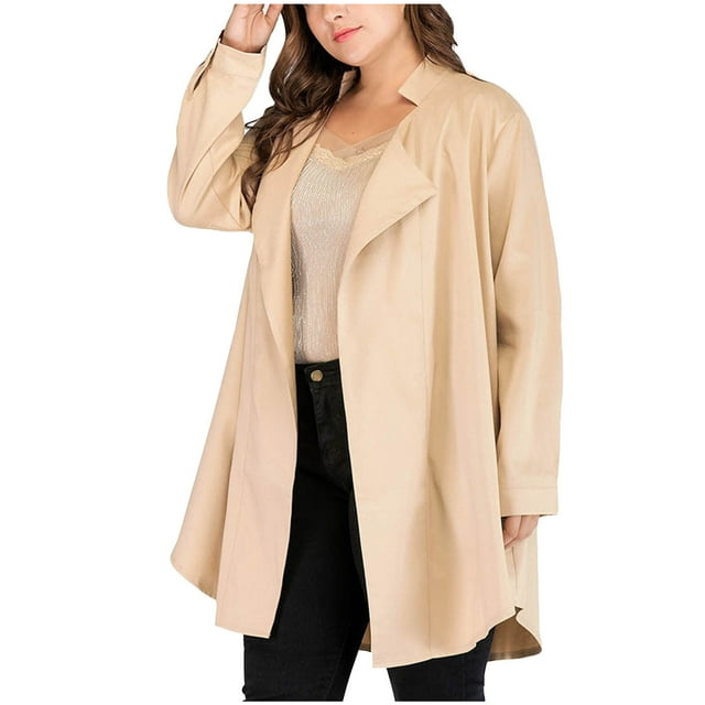 NARABB Cardigan à Col pour Femmes Grande Taille, Veste Coupe-Vent à Manches Longues et Fines