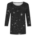 thumbnail image 5 of Daiosportswear Womens Tops 3/4 Sleeve Shirts Round Neck Loose Casual Blouses Floral Print Tshirts Trendy Business Work Top Black-D XL(XL), 5 of 5