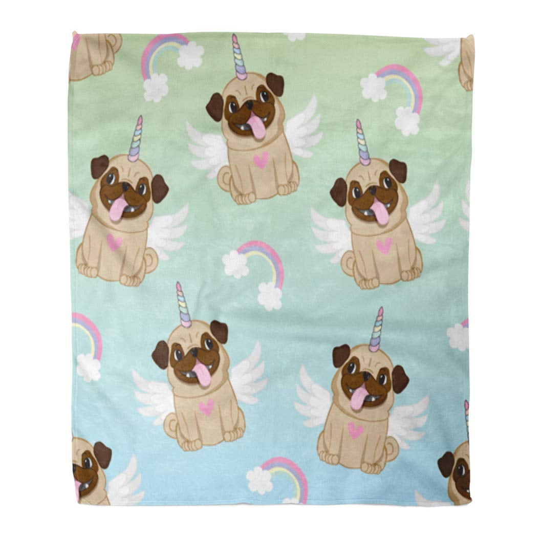 Pug unicorn blanket hot sale