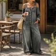 thumbnail image 5 of Edvintorg Denim Jumpsuit for Women Plus Size Adjustable Straps Long Sleeve Loose Casual Jean Jumpsuits Women's Clothes S-3XL Black, 5 of 6