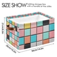 thumbnail image 4 of Yayeee 2 Pack Canvas Storage Basket with Handles for Shelves Fabric Bins Closet Organizer, Colorful Checkered Pattern, 4 of 8