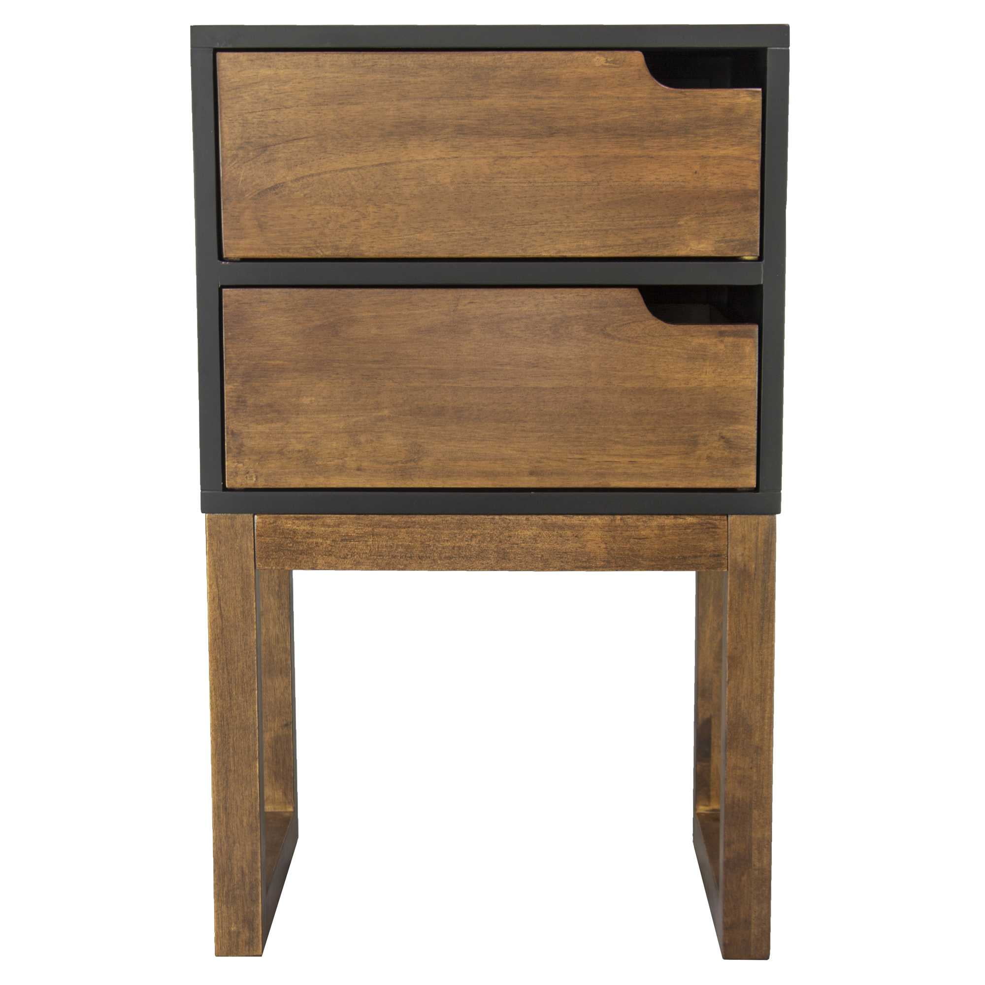 Homeroots Decor 26 Inch X 16 Inch X 12 Inch Black Mocha Solid Wood Two Drawer Side Table Walmart Com Walmart Com