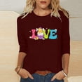thumbnail image 1 of Xihbxyly Hauts Décontractés pour Femmes T-shirt Imprimé Col Rond de Pâques Manches 3/4 Col Rond Chandail Tendance à Petit Prix, 1 of 5
