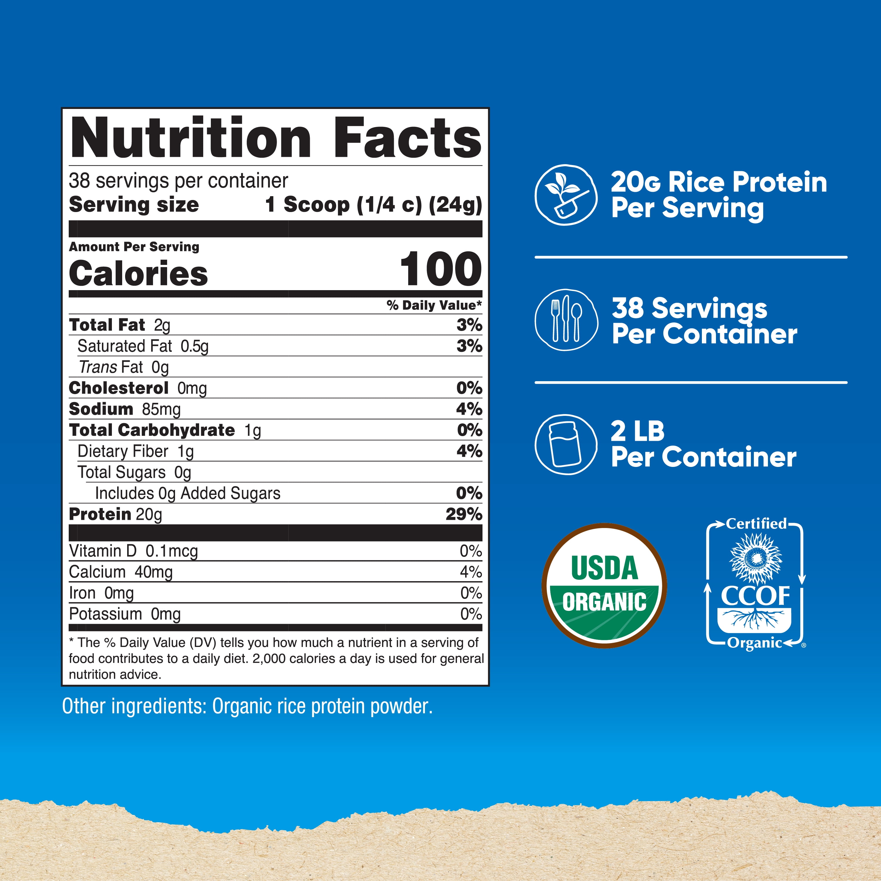 Nutricost Organic Rice Protein Powder (2 LB) - Gluten-Free, Non-GMO