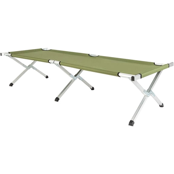 Portable Military-Style Folding Camping Cot with Carrying Bag - Army Green