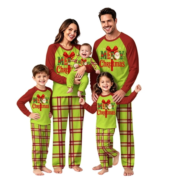 Lvotionpl 2026 Family Christmas Pajamas Matching Sets, Matching Family Christmas Pjs Long Sleeve Top & Pants Set Matching Holiday Family Pajama Xmas Sets