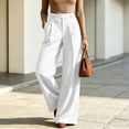 thumbnail image 7 of Miluxas Women's High Rise Wide Leg Trousers Pleated Front Business Casual Loose Straight Pants with Pockets Dress Pants for office Commute Wear White, 7 of 7