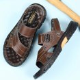 thumbnail image 3 of Xfvqtps Men Sandals Side Cutout Two Ways Wearing Open Toe Metal Decor Thick Sole Non Slip Comfortable Breathable Casual Fishing Walking Sandals Brown, 3 of 9