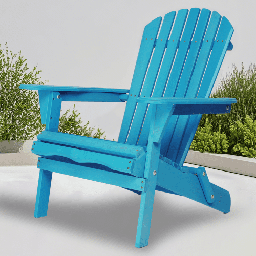 Adirondack Chair Set of 2, Wooden Folding Adirondack Chairs for Outdoor, All Weather Patio Chairs with Cup Holder, Heavy Duty Adirondack Lawn Chairs