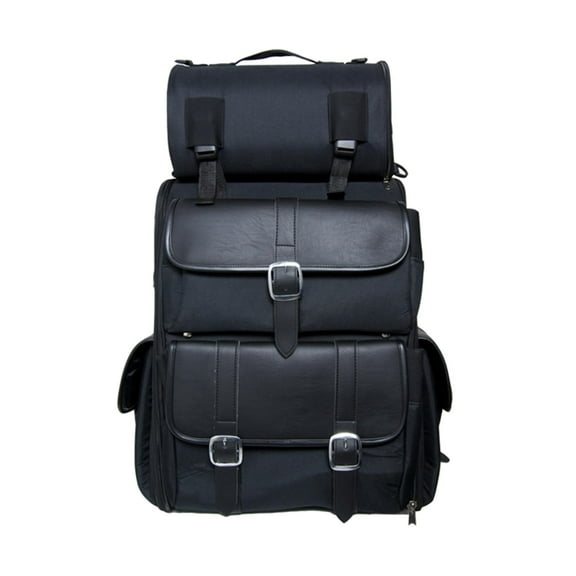 Daniel Smart Motorcycle Sissy Bar Bag with Multiple Pockets - Includes Rain Cover for All-Weather Protection