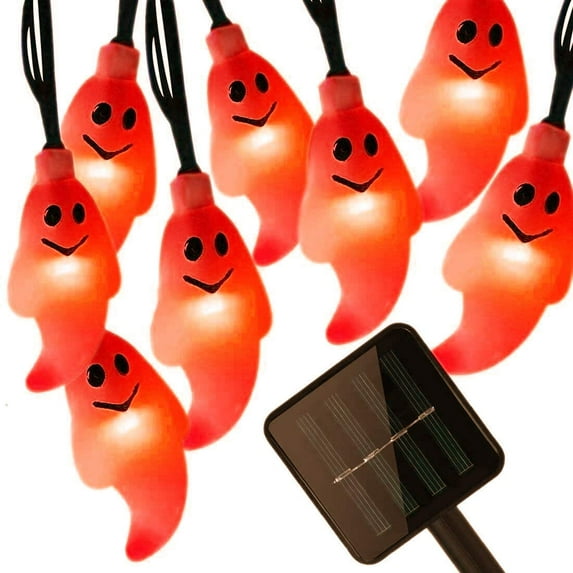 LINLIN Solar Ghost String Lights, LED Ghost Shape Fairy Light Waterproof Solar Ghost Garden Lights for Halloween Christmas, Garden, Patio, Wedding, Party and Holiday Decorations