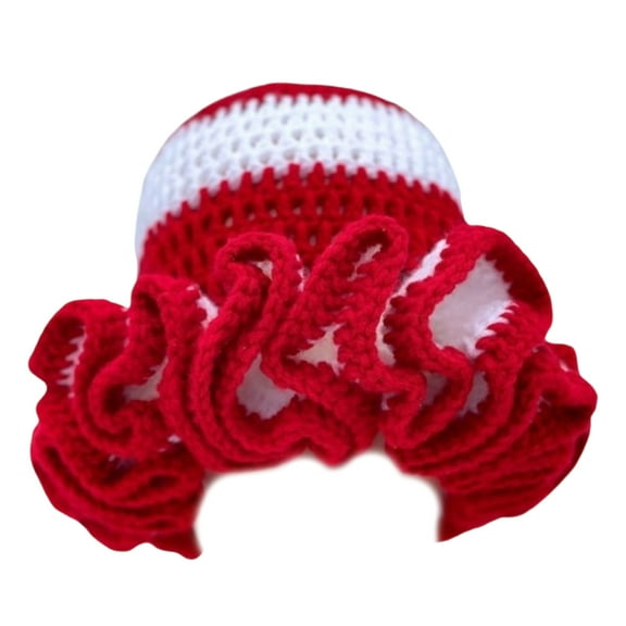 Knitting Fisherman Hat for Female Fashion Crochet Ruffle Trim Hat Exaggerated Bucket Caps Vacation Hat Photo Headwear