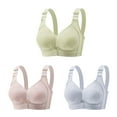 thumbnail image 2 of Busydd 3 Pieces Womens Bras Adjustable Straps V Neck Everyday Bra Comfy Seamless Bras for Women No Underwire Solid Color Fashion Textured Bralette Casual Wirefree Sports Bras for Women, 2 of 9