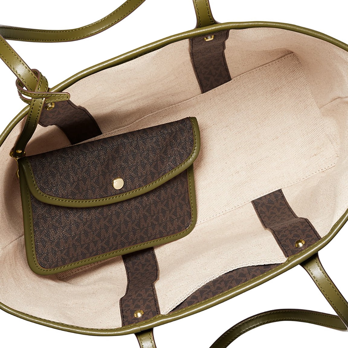 Michael Kors Women's Signature Eva Large Tote Handbag (Brown / Olive)