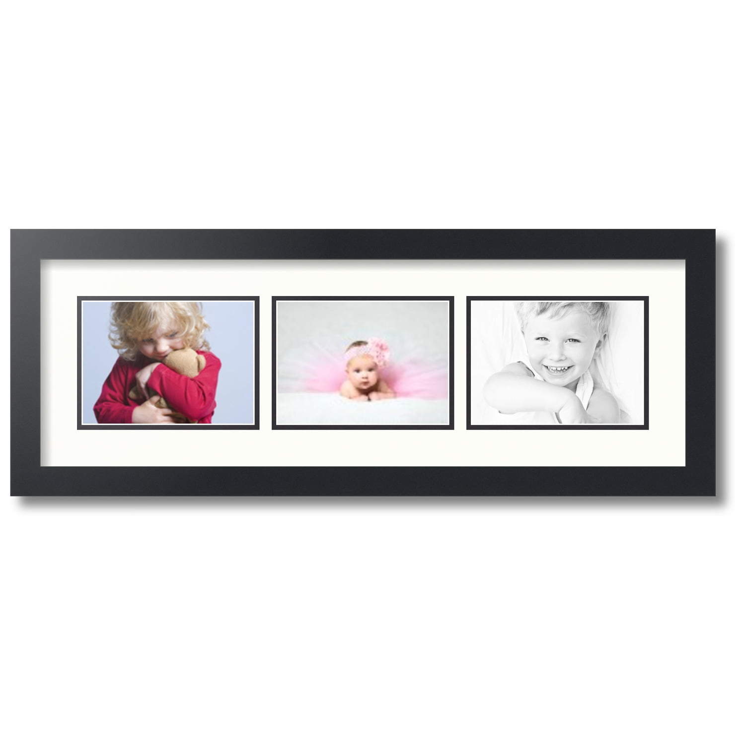 ArtToFrames Collage Photo Picture Frame with 3 5x7 Openings, Framed in Black with Porcelain