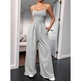 thumbnail image 4 of Women's Wide Leg Spaghetti Strap One Piece Baggy Pants Outfit Jumpsuit Romper for Summer Light Gray XXL, 4 of 8