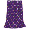 thumbnail image 2 of Honeii Purple Mardi Gras Print Fleece Blanket - Throw Blanket for Bed, Sofa, Couch, Camping, and Travel , Microplush Ultra Soft Warm Blanket-80"x60", 2 of 7